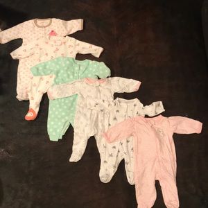 SOLD-Baby girl footed pajama bundle